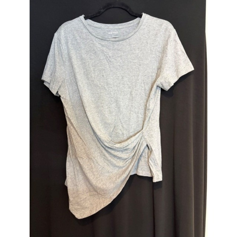 Women's Gray Nine West T Shirt W/Asymetric Twist Size L